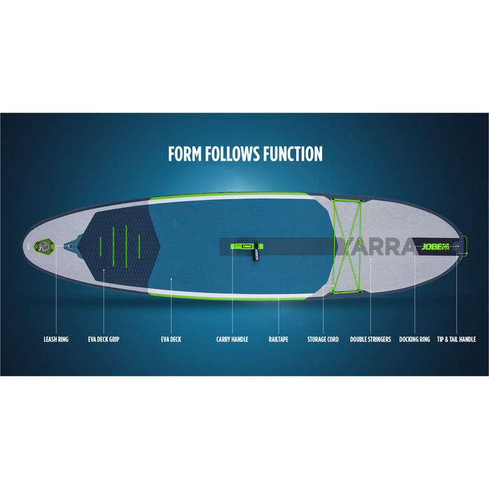 2023 Jobe Yarra 10'6 Aufblasbares Sup Paddle Board Paket 486423013 - Board, Tasche, Pumpe, Paddel & Leine - Stahlblau